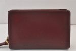 Authentic Cartier Vintage Clutch Hand Bag Purse Leather Bordeaux Red 1153K Fashion