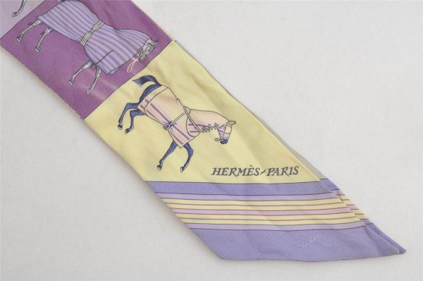 Authentic HERMES Twilly Scarf  Couvertures Nouvelles  Silk Light Purple 9140J Online Hot Sale