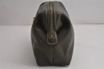 Authentic CELINE Vintage Clutch Hand Bag Purse Leather Khaki Green 7793J Supply