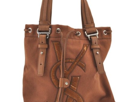 Auth YVES SAINT LAURENT Rive Gauche KAHALA Tote Bag Canvas 123435 Brown 0816K Fashion