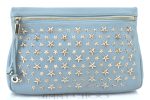 Authentic JIMMY CHOO Star Studs Leather Clutch Bag Purse LightBlue K9652 For Cheap