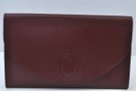 Authentic Cartier Must de Cartier Clutch Bag Leather Bordeaux Red K9780 For Discount