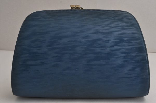 Authentic Louis Vuitton Epi Dauphine GM Cosmetic Pouch Blue M48435 Junk 7758J on Sale