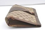 Authentic GUCCI Web Sherry Line Clutch Hand Bag Purse GG PVC Leather Brown 9311J Fashion