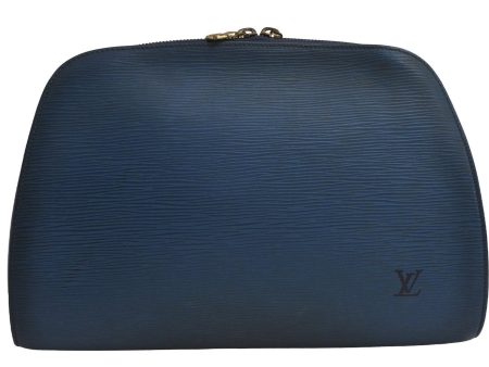 Authentic Louis Vuitton Epi Dauphine GM Cosmetic Pouch Blue M48435 Junk 7758J on Sale