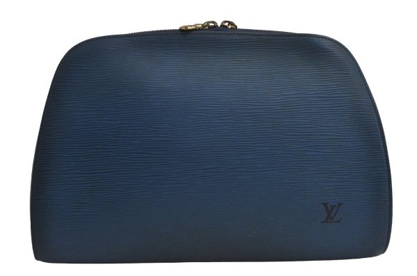 Authentic Louis Vuitton Epi Dauphine GM Cosmetic Pouch Blue M48435 Junk 7758J on Sale