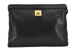 Authentic CELINE Vintage Clutch Hand Bag Purse Leather Black 8301J Online now