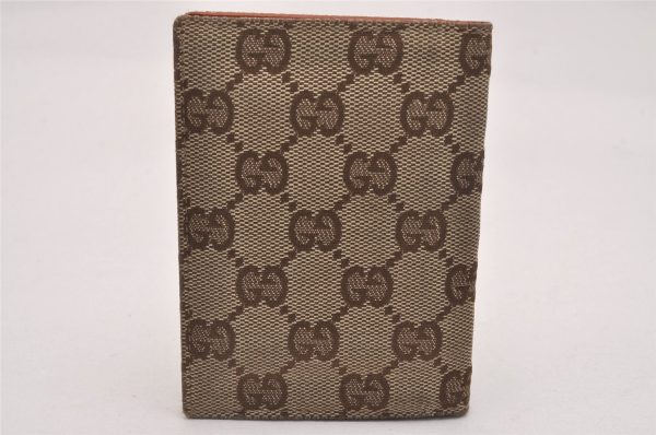 Authentic GUCCI Vintage Card Pass Case GG Canvas Leather 120966 Brown 4622J Online Hot Sale