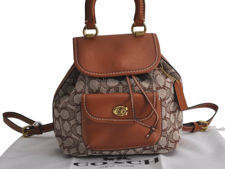 Authentic COACH Vintage Signature Backpack Canvas Leather CH591 Brown 8022J on Sale