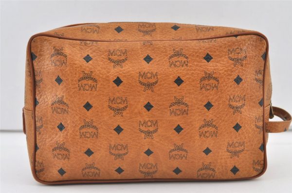 Authentic MCM Vintage Visetos Leather Clutch Hand Bag Purse Brown 0812K For Cheap