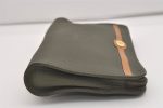 Authentic Christian Dior Vintage Clutch Hand Bag Purse Leather Khaki CD 6182J For Discount