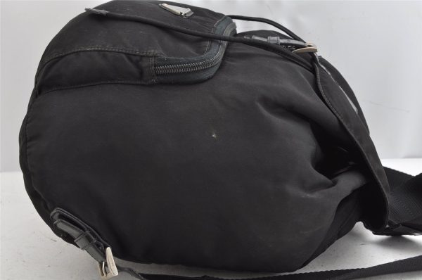 Authentic PRADA Vintage Nylon Leather Drawstring Backpack Black 1555K Online Hot Sale