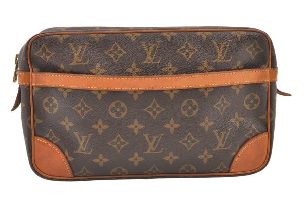 Authentic Louis Vuitton Monogram Compiegne 28 Clutch Hand Bag M51845 LV 1130K Hot on Sale