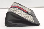 Authentic GUCCI Sherry Line Clutch Hand Bag GG PVC Leather Navy Blue Junk 0815K Supply