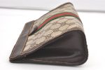 Authentic GUCCI Web Sherry Line Clutch Hand Bag GG PVC Leather Brown Junk 0603K For Cheap