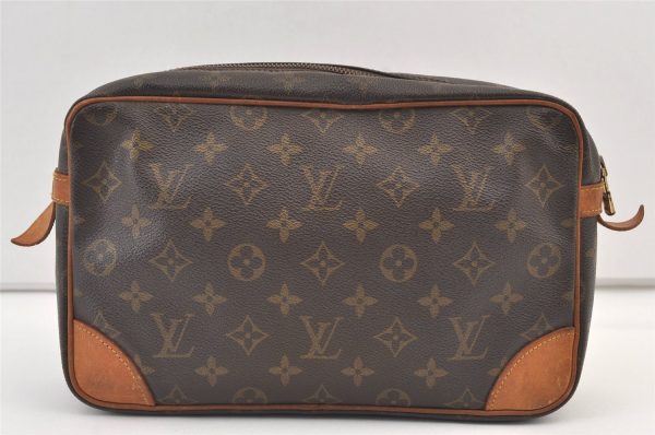 Authentic Louis Vuitton Monogram Compiegne 28 Clutch Hand Bag M51845 LV 9583J For Sale