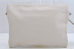 Authentic BOTTEGA VENETA Punching Leather Clutch Hand Bag Purse White 1189K Online