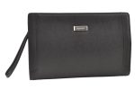 Authentic BURBERRY Vintage Leather Clutch Hand Bag Purse Black 9458J on Sale