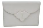 Authentic YVES SAINT LAURENT Clutch Hand Bag Purse Leather White K9837 Supply