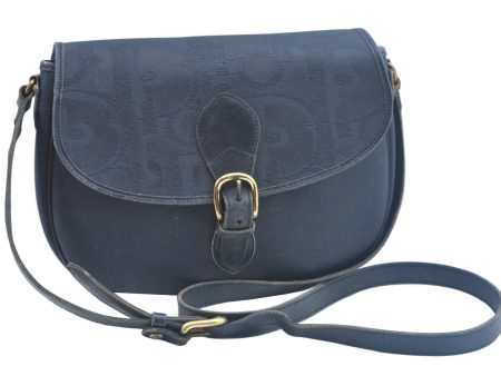 Auth Christian Dior Trotter Shoulder Cross Body Bag PVC Leather Navy Blue K9840 Online Sale