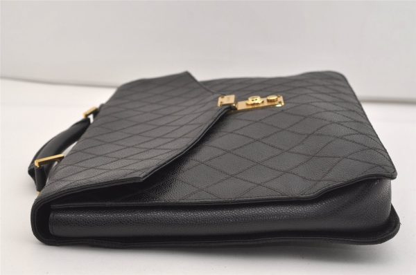 Authentic CHANEL Caviar Skin Bicolore CC Logo Briefcase Business Bag Black 6105J Hot on Sale