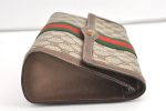 Authentic GUCCI Web Sherry Line Clutch Hand Bag Purse GG PVC Leather Brown 9357J Fashion