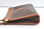 Authentic CELINE Macadam Blason Pattern Clutch Hand Bag PVC Leather Brown 8269J Discount