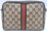 Authentic GUCCI Web Sherry Line Clutch Hand Bag Purse GG PVC Leather Brown L0013 Online Sale