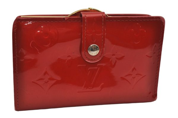 Auth Louis Vuitton Vernis Porte Monnaie Billets Viennois Wallet M91208 Red 0852K Discount