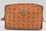 Authentic MCM Vintage Visetos Leather Clutch Hand Bag Purse Brown 0812K For Cheap