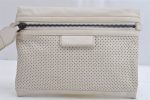 Authentic BOTTEGA VENETA Punching Leather Clutch Hand Bag Purse White 1189K Online