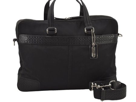 Authentic COACH Signature 2Way Briefcase Business Bag Nylon Leather Black 8374J Discount