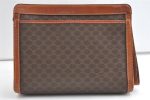 Authentic CELINE Macadam Blason Pattern Clutch Hand Bag PVC Leather Brown 8269J Discount