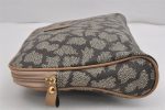 Authentic YVES SAINT LAURENT Clutch Hand Bag Purse PVC Leather Gray 9591J Sale