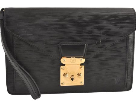 Authentic Louis Vuitton Epi Sellier Dragonne Clutch Bag Black M52612 LV 8759J Sale