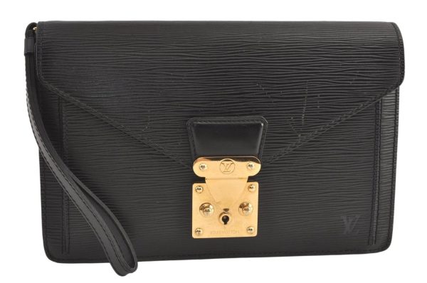 Authentic Louis Vuitton Epi Sellier Dragonne Clutch Bag Black M52612 LV 8759J Sale