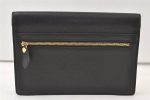 Authentic Burberrys Vintage Leather Clutch Hand Bag Purse Black 9743J Discount