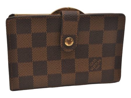 Auth Louis Vuitton Damier Porte Monnaie Billets Viennois Wallet N61664 LV 6339J Cheap