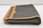 Authentic GUCCI Vintage Clutch Hand Bag Purse Leather Khaki Green Junk 9830J Hot on Sale