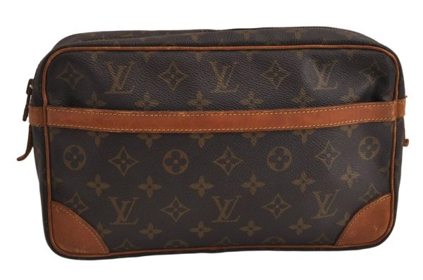 Authentic Louis Vuitton Monogram Compiegne 28 Clutch Hand Bag M51845 LV 0118K Cheap