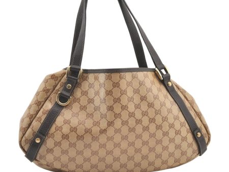 Authentic GUCCI GG Crystal Abbey Tote Bag GG PVC Leather 293578 Brown 1275K on Sale