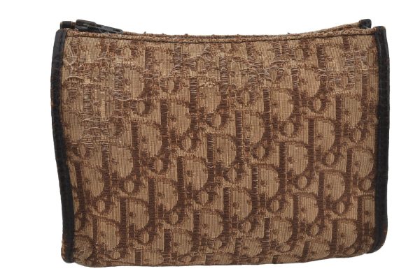 Authentic Christian Dior Trotter Clutch Bag Purse Canvas Leather Brown 8352J For Discount