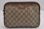 Authentic GUCCI Shoulder Cross Clutch Bag Purse GG PVC Leather Brown Junk 6340J Online