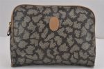 Authentic YVES SAINT LAURENT Clutch Hand Bag Purse PVC Leather Gray 9591J Sale