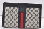 Authentic GUCCI Sherry Line Clutch Hand Bag GG PVC Leather Navy Blue Junk 0815K Supply