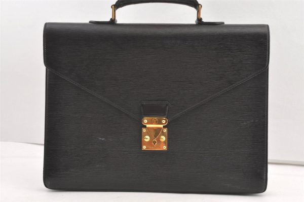 Authentic Louis Vuitton Epi Porte Documents Voyage Briefcase M59162 Black 9098J Online Hot Sale