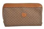 Authentic GUCCI Vintage Micro GG PVC Leather Clutch Hand Bag Purse Brown 9191J For Sale