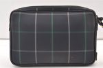 Authentic Burberrys Check Clutch Hand Bag Purse Canvas Leather Navy Blue 0321K Online Sale