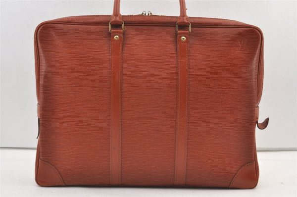 Authentic Louis Vuitton Epi Porte Documents Voyage Briefcase M54473 Brown 1135K Hot on Sale