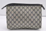 Authentic GUCCI Clutch Hand Bag Purse GG PVC Leather Navy Blue Junk 8259J Cheap